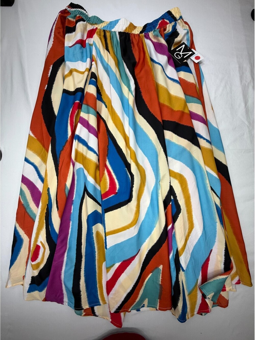 MIIe Gabrielle Women's A Line Skirt Elastic Waist Pleated Size 2X Multicolor NWT
